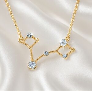 Pisces Zodiac Gold Star Constellation Necklace w/ Crystals – Celestial Jewelry